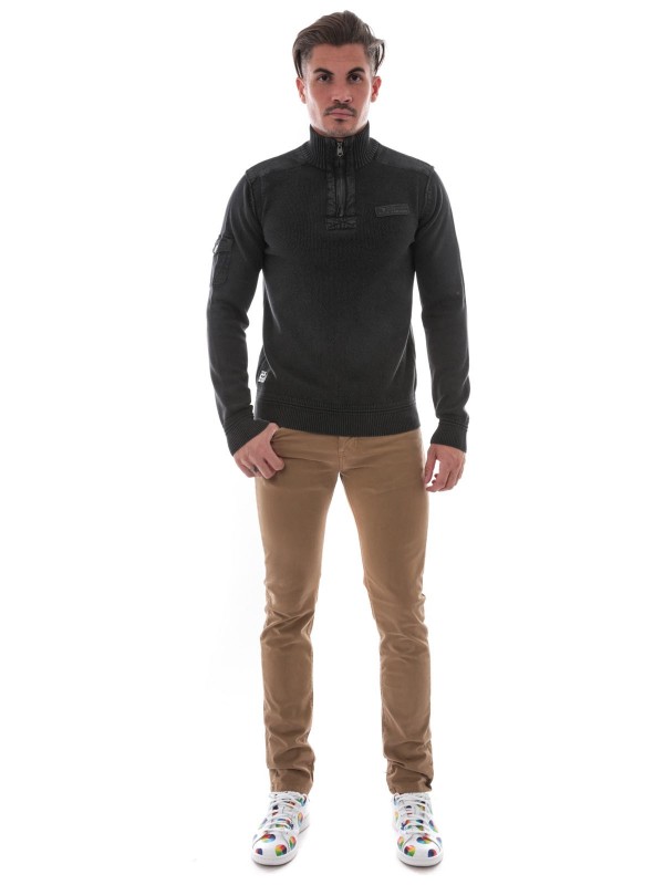 PULL ZIP LAZGO - Gris foncé