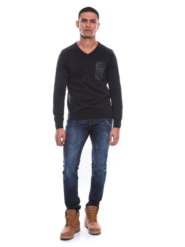 PULL COL V LADWIN - Noir