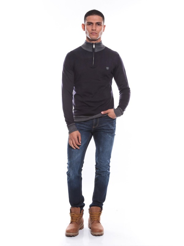 PULL COL ZIP LISIAN - Marine