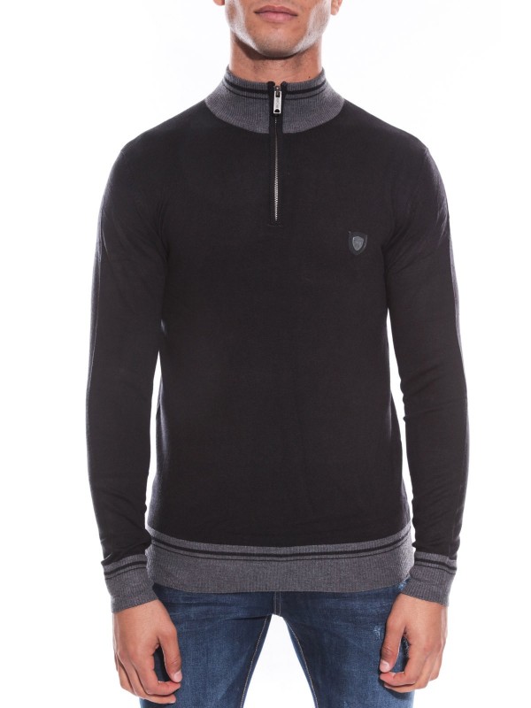 PULL COL ZIP LISIAN - Noir