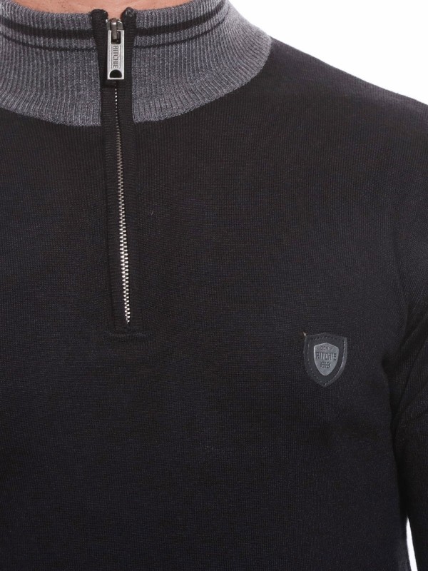 PULL COL ZIP LISIAN - Noir