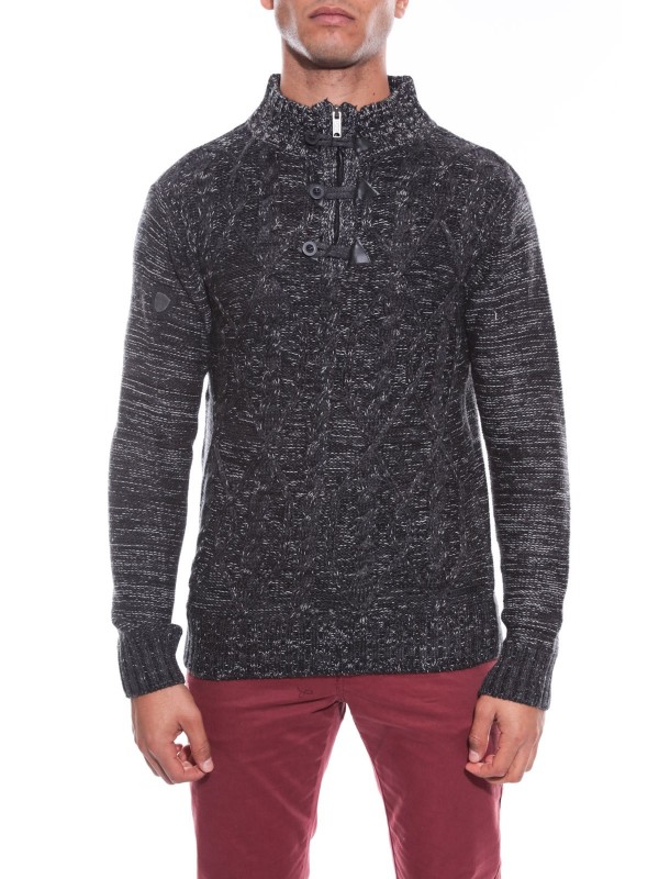 PULL COL ZIP LYVIO - Gris...