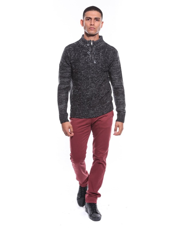 PULL COL ZIP LYVIO - Gris...