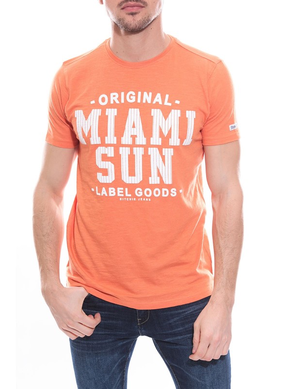 T-shirt col rond en coton...