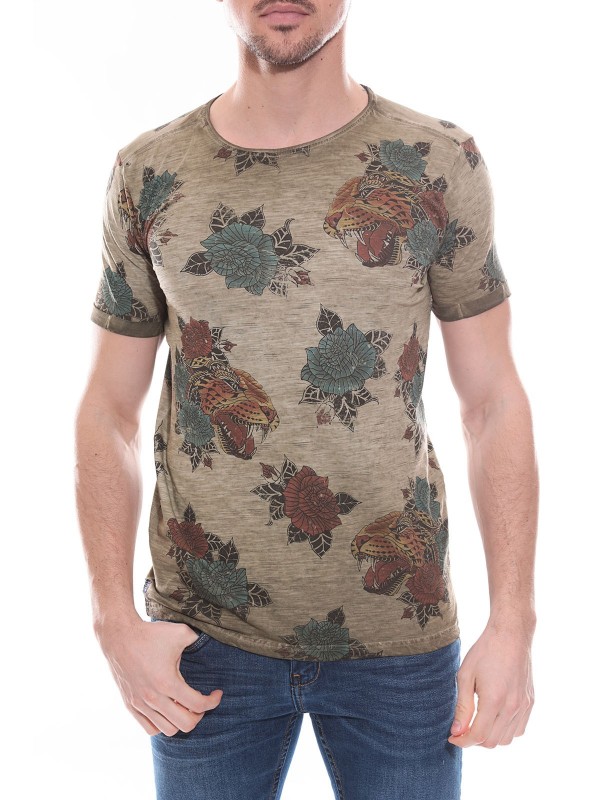 T-shirt col rond en coton...