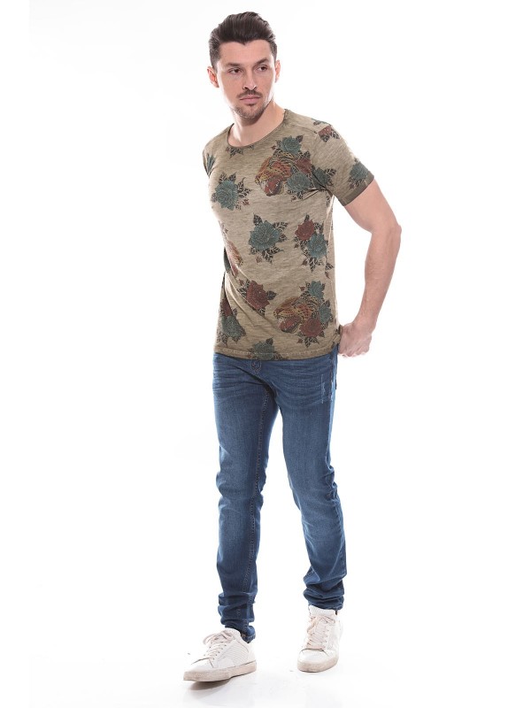 T-shirt col rond en coton...