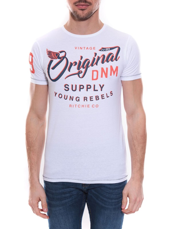 T-shirt col rond en coton...