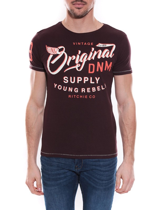 T-shirt col rond en coton...