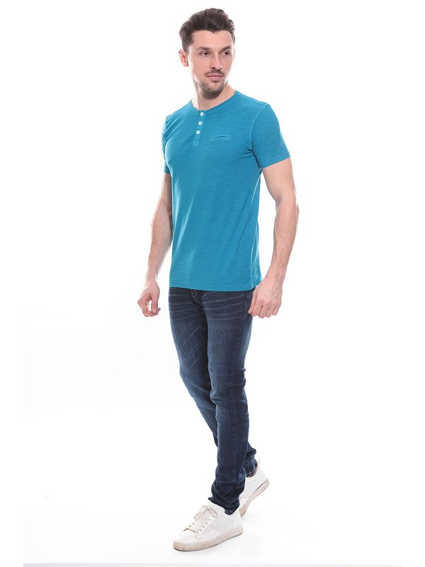 T-shirt col tunisien en...