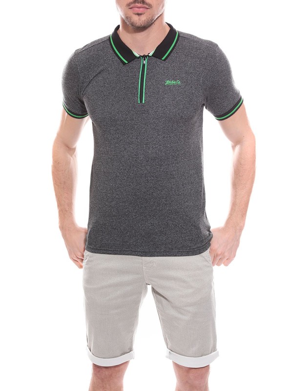 Polo col zippé en coton...