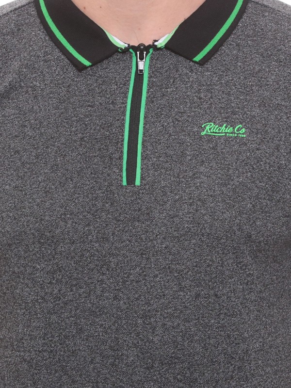 Polo col zippé en coton...