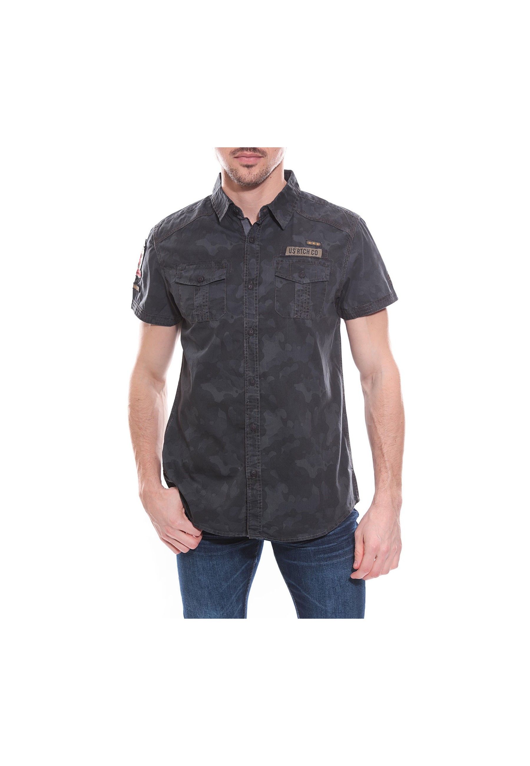 Chemise en coton imprimé camouflage DABO