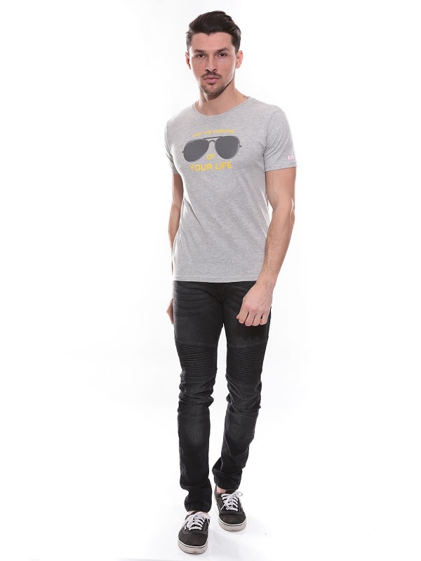 T-shirt col rond en coton...