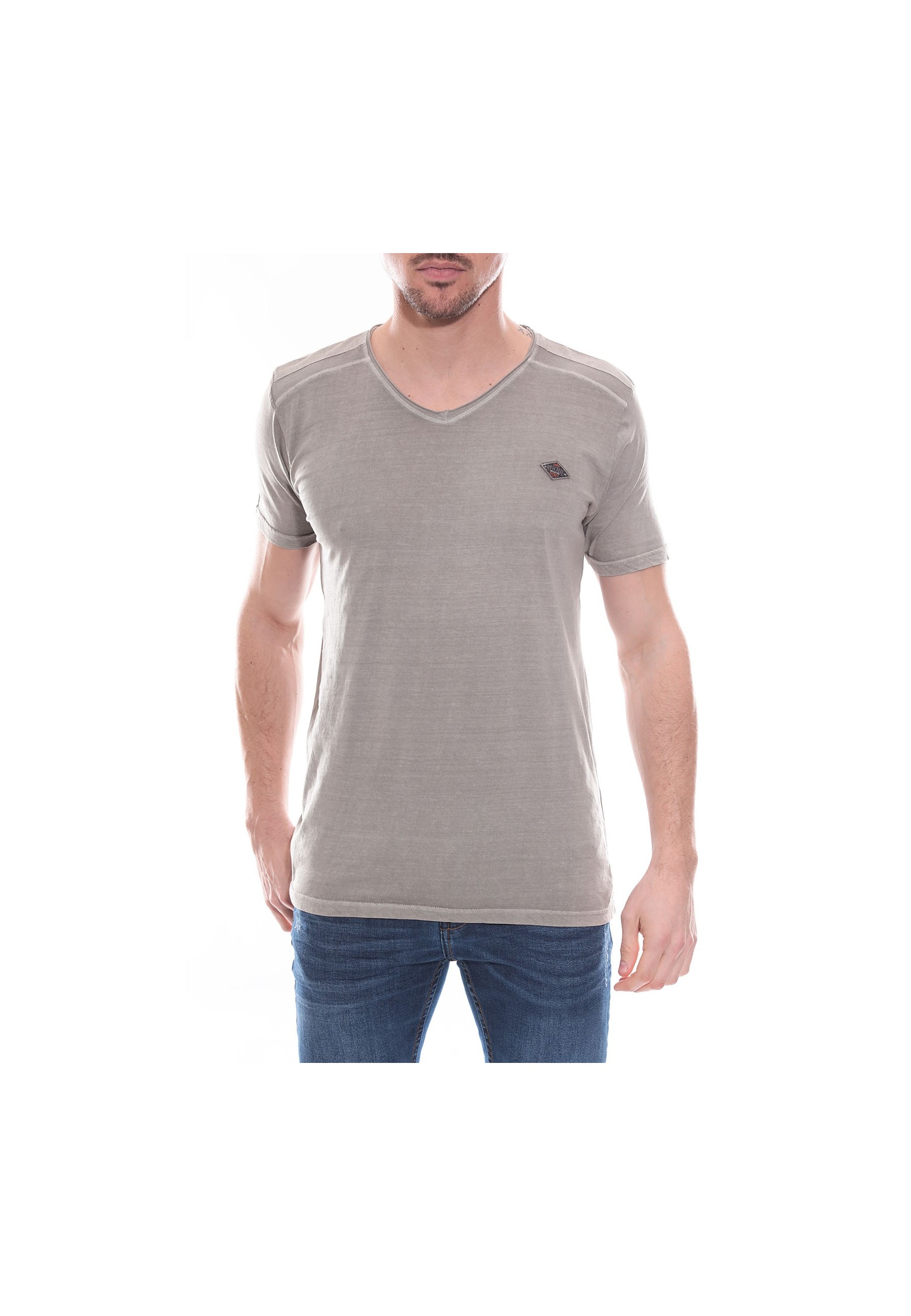 T-shirt col V en coton NORMAN