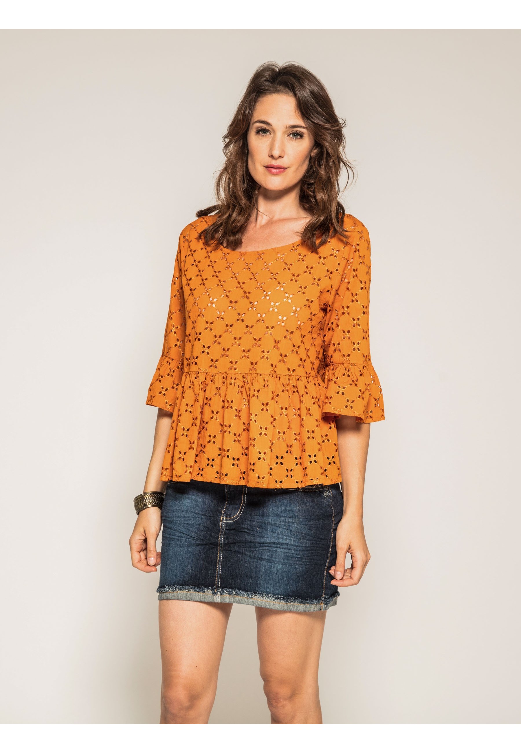 Blouse col rond broderies anglaises ONIADE