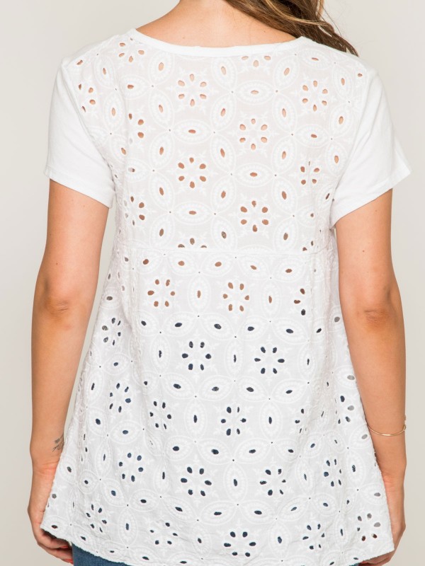 T-shirt col rond broderies...