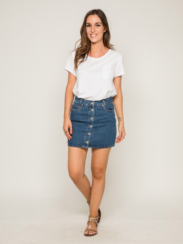 T-shirt col rond broderies...