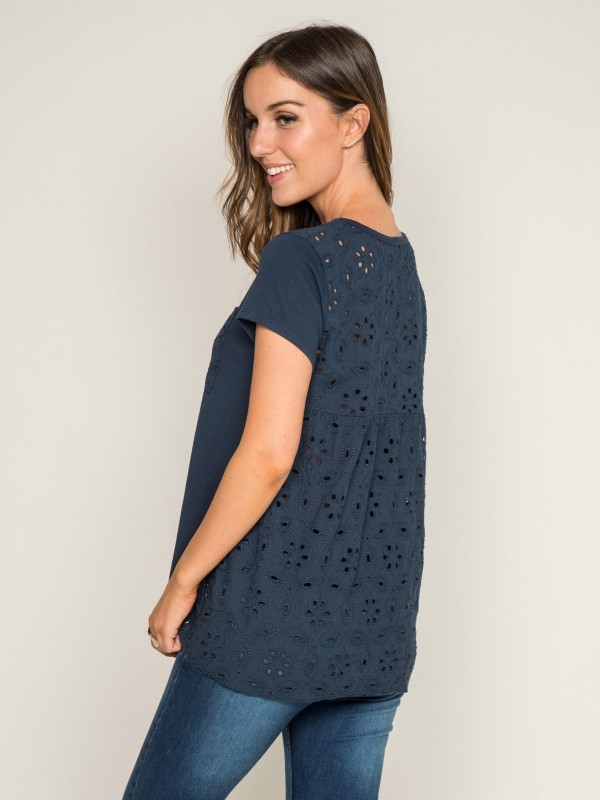 T-shirt col rond broderies...