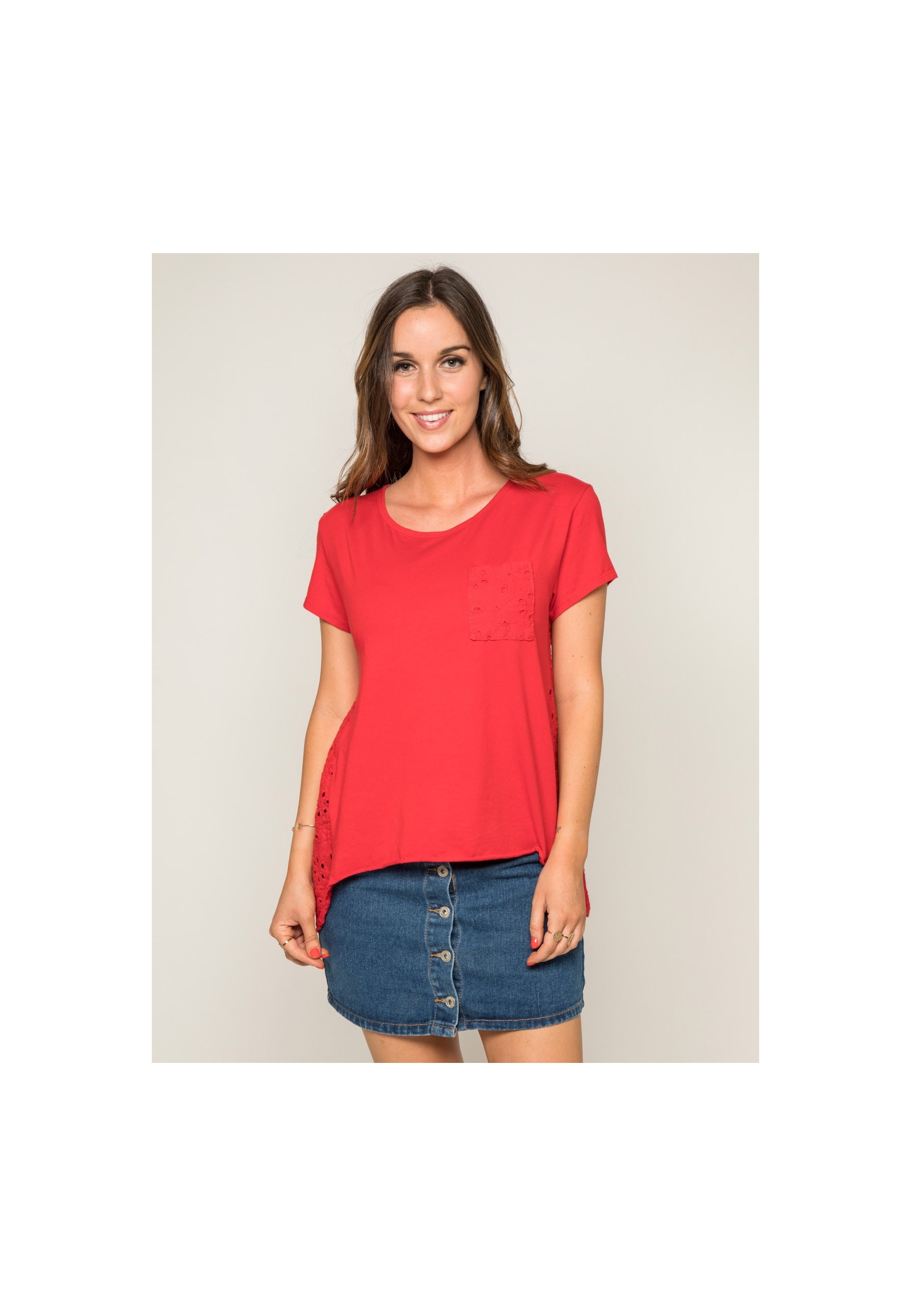 T-shirt col rond broderies anglaises FOCACIA
