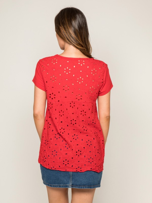 T-shirt col rond broderies...