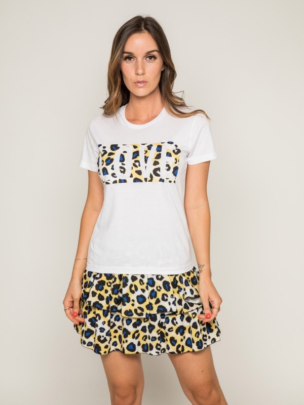 Mini-jupe volantée motif léopard XEPAR