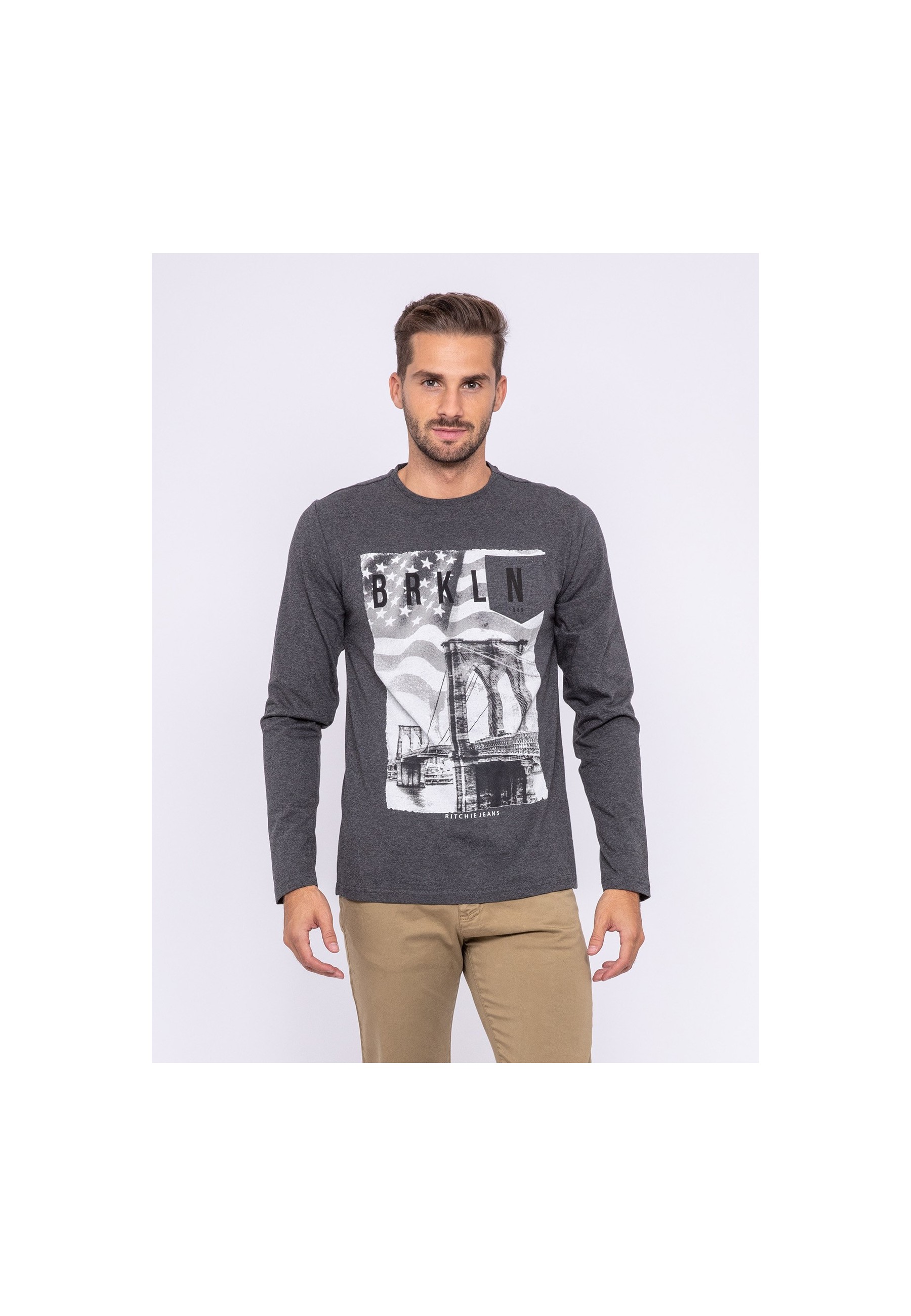 T-shirt manches longues col rond pur coton JURTON