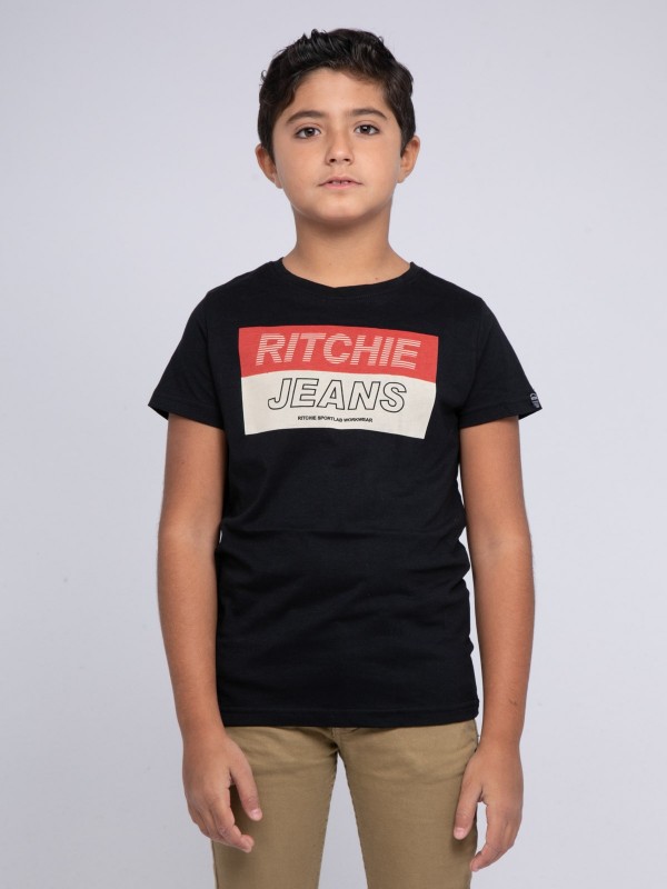 T-shirt col rond pur coton...