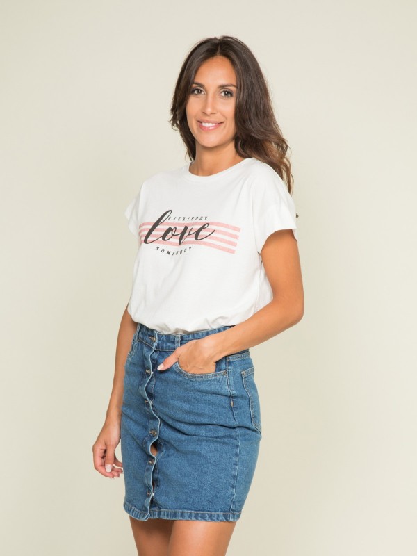 T-shirt col rond message...