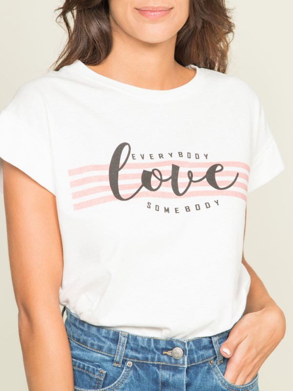 T-shirt col rond message...