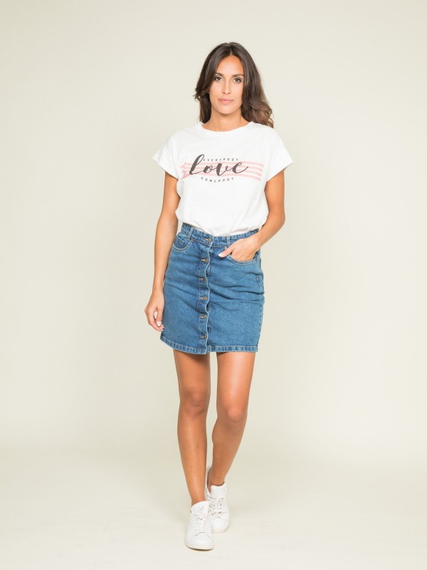 T-shirt col rond message...