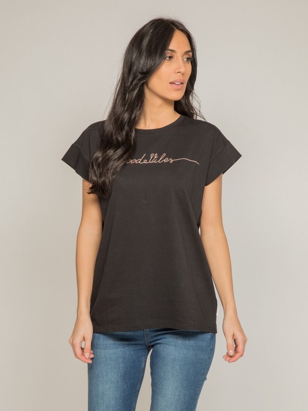 T-shirt col rond message...