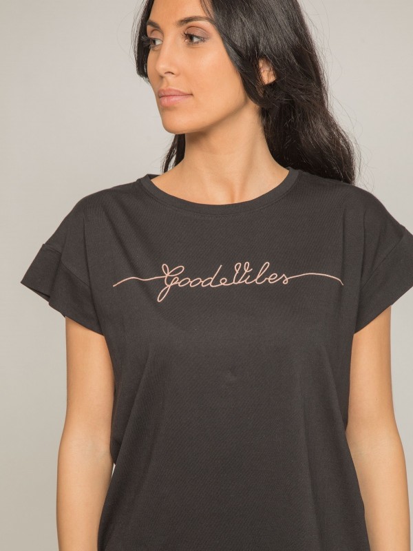 T-shirt col rond message...