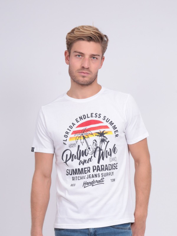 T-shirt col rond pur coton...