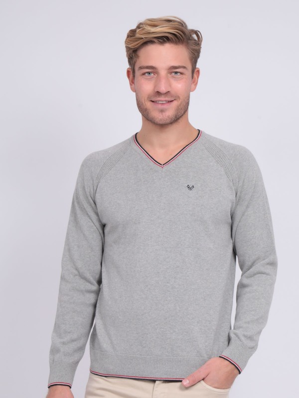 Pull fin col V coton ANTON