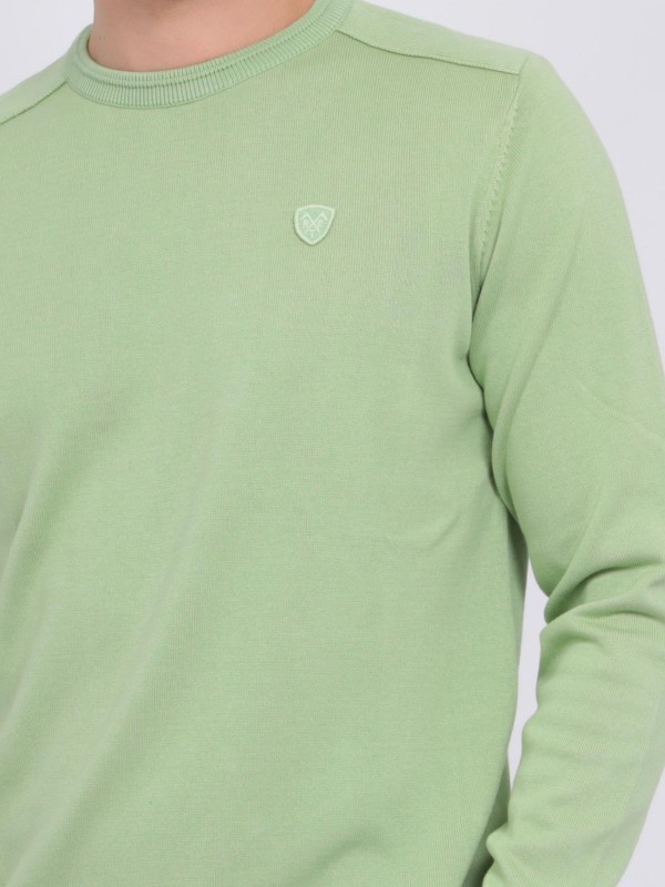 Pull fin col rond coton...