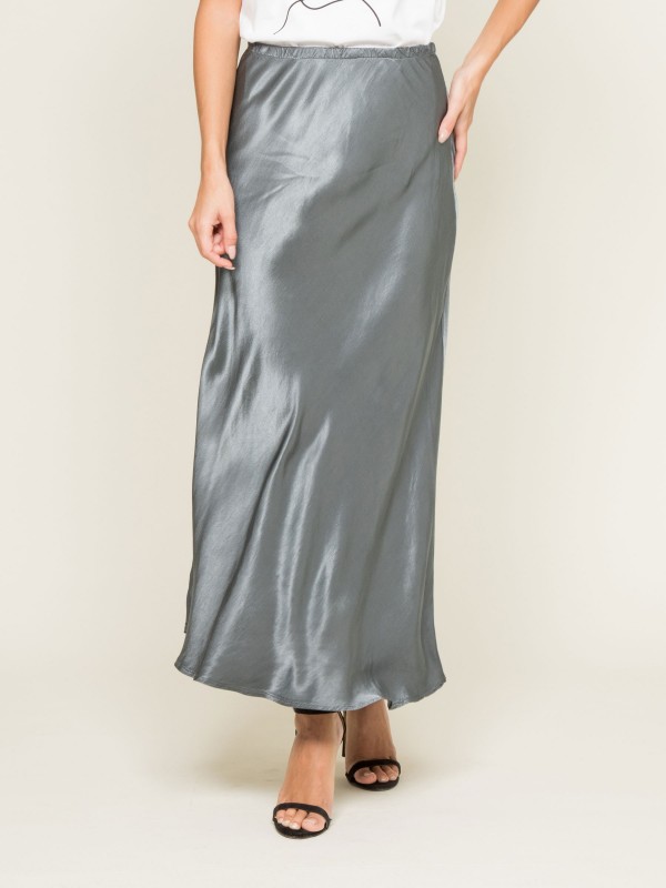 Jupe longue satin XATIN - Gris