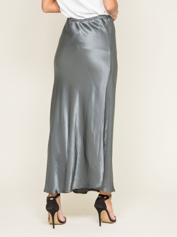 Jupe longue satin XATIN - Gris