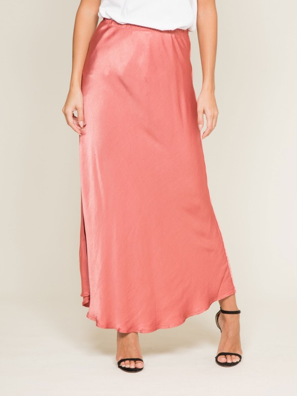 Jupe longue satin XATIN - Rose