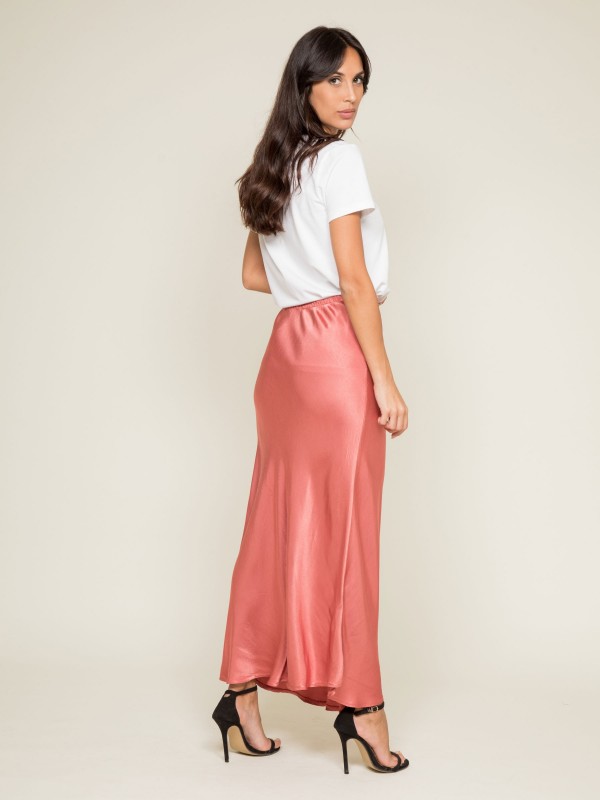 Jupe longue satin XATIN - Rose