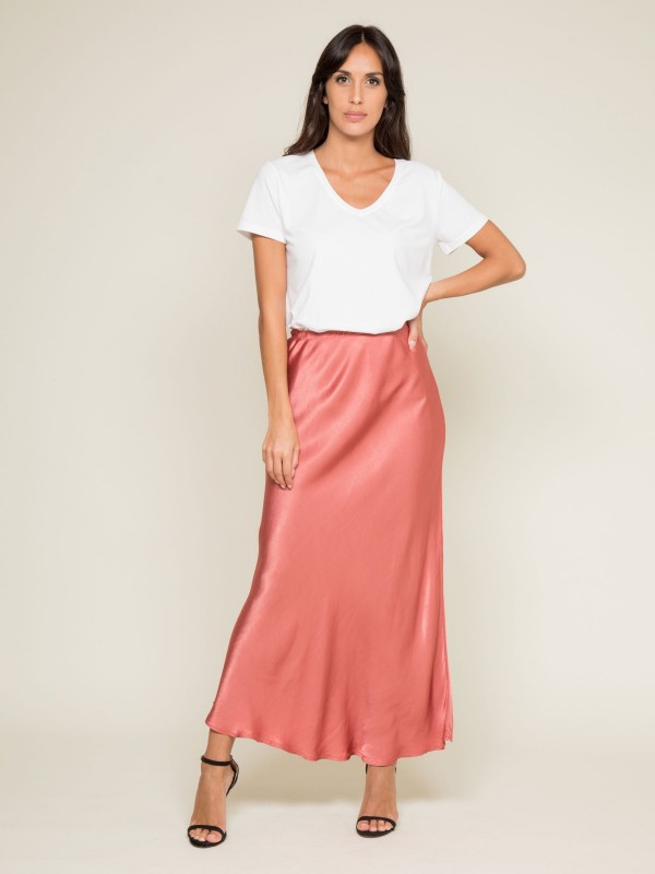 Jupe longue satin XATIN - Rose