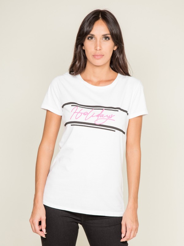 T-shirt col rond message...