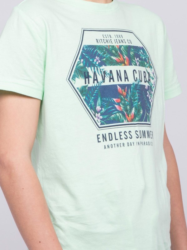 T-shirt col rond pur coton...