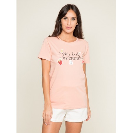 T-shirt col rond message FLETY