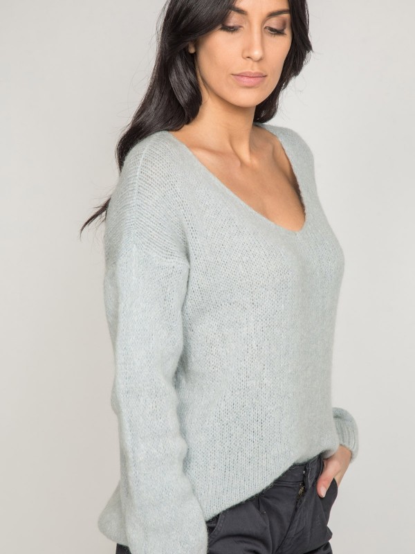 Pull col V KYO - Gris