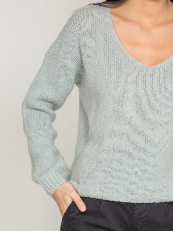 Pull col V KYO - Gris