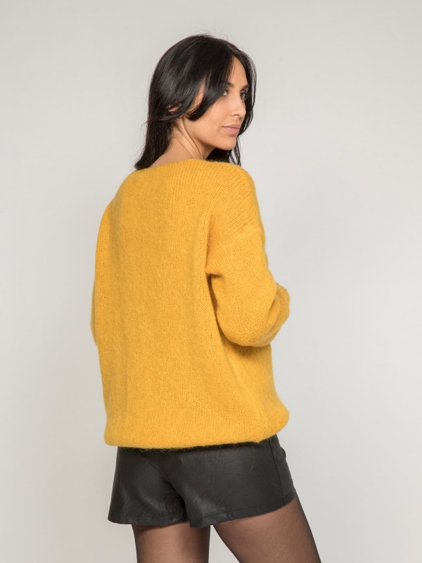 Pull col V KYO - Jaune...
