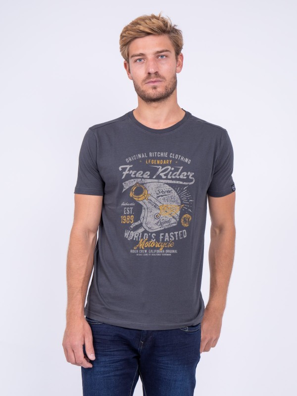 T-shirt col rond pur coton...