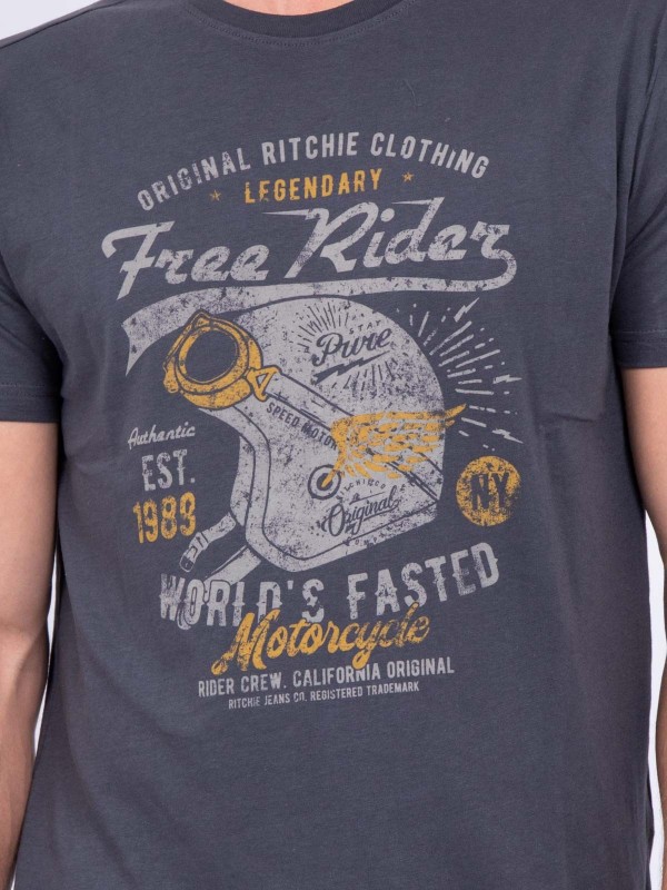 T-shirt col rond pur coton...