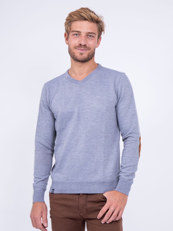 Pull col V LAMBOISE - Gris...