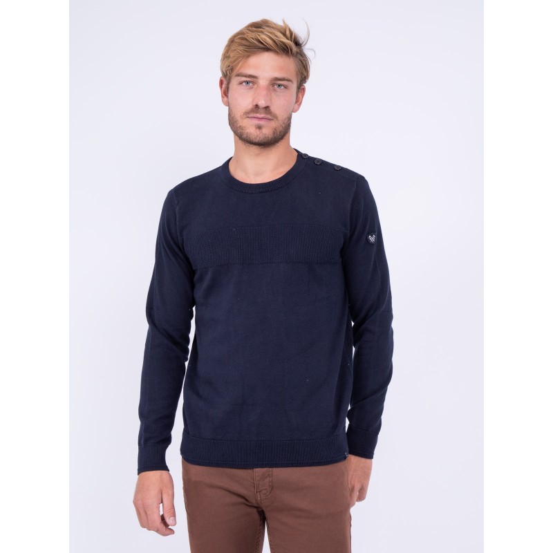 Pull col rond pur coton LION